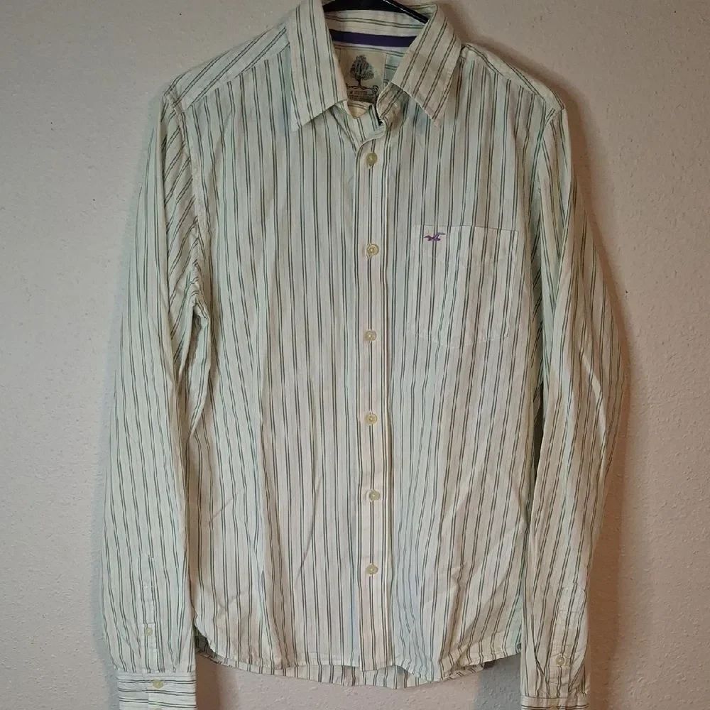 Hollister Men's Striped Button-Down Shirt size medium